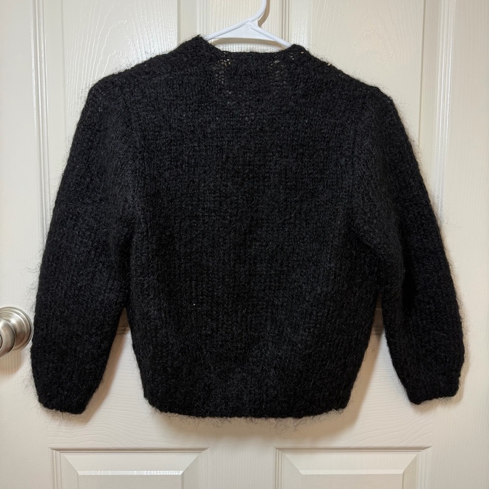 Vintage 60s Black Embroidered Mohair Cardigan - Picture 2 of 6